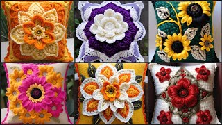 Stunning Crochet Flower Embroidered Pillow Cover Ideas EyeCatching Crochet Floral Pillow Case [upl. by Raffin]