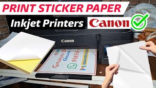 Photo Sticker Printing With Canon Inkjet Printer  Sticker Paper A4 Print in Inkjet Printers [upl. by Saraann]