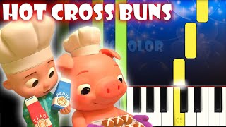 Hot Cross Buns  Cocomelon Nursery Rhymes  Piano Tutorial  Karaoke [upl. by Nagyam45]