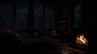 ☃️The ambiance felt from the window of the cabin on a cold snowy winter  Fireplace burning ASMR❄️ [upl. by Hindu101]