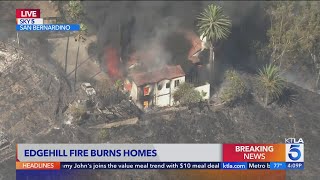 San Bernardino Edgehill Fire burns multiple homes [upl. by Kentigerma568]