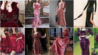 Very trendy VELVET western gowns for women velvetoutfit velvetgowns  Fashion favors [upl. by Kcirtap]