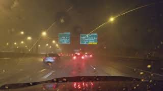 Atlanta ga storm drive through downtown tornado warning lightning hail 32018 I75N connector [upl. by Brahear]