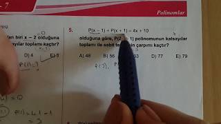 Karekök YKS LYS Matematik POLİNOM Test 7 Anlatımlı Çözümleri [upl. by Solracnauj]