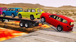 Toyota Cars vs Train  Truck Man Flatbed vs Train Beamngdrive 008 [upl. by Rainah620]