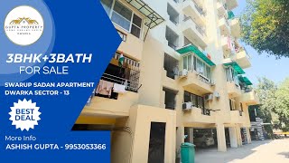 SWARUP SADAN APARTMENT DWARKA SECTOR  133BHK3BATH SPACIOUS FLATFlat ForSale In DwarkaBEST DEAL [upl. by Pascal]