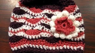 Wavy Stitch Beanie  Crochet Tutorial  sizes 3 months to adults [upl. by Blondie]