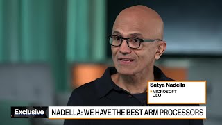 Microsoft CEO Nadella on AI PC Plans Taking on Apple Fostering Competition [upl. by Rehtse]