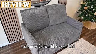 Domusensus Corduroy Convertible Sofa Bed Review  Modern Sleeper Sofa Perfect for Small Spaces [upl. by Solahcin]