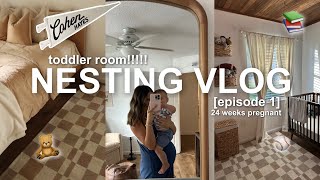 NESTING VLOG ep1 cohens toddler room🧸🦖📚⚾️ [upl. by Chen]