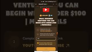 SMALL BUSINESS VENTURES YOU CAN BEGIN WITH UNDER 100 MEMEGIRLS  Memefi New Video Code [upl. by Tarfe]