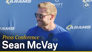 Sean McVay Gives Updates From The First Padded Practice Of Camp amp Progress Of Young Rams Players [upl. by Socher353]