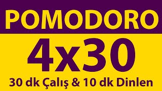 Pomodoro Tekniği  4 x 30 Dakika  30 dk Çalış amp 10 dk Dinlen  Pomodoro Sayacı  Alarmlı  Müziksiz [upl. by Zed83]