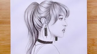 Easy drawing tutorial step by step  How to draw cute Face  side view  Pencil Sketch for beginners [upl. by Aniad]