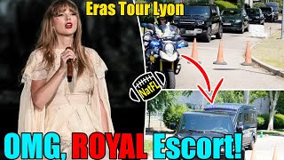 WOW Taylor Swift arrived at Groupama Stadium in Lyon for Eras Tour Escorted by Motorcade [upl. by Dlareme30]