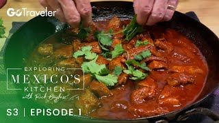 Exploring Mexicos Kitchen with Rick Bayless  S3E1  Beef Tips in Chile Guajillo Sauce [upl. by Adyaj]