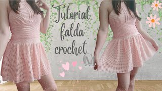 💕FALDA tejida a Crochet Paso a Paso Estilo Coquette faldavestido tejido crochet ❤️ [upl. by Dnalyk]