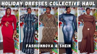 Affordable Holiday Dresses Haul  Fashion Nova amp SHEIN Outfit Ideas for Christmas amp New Year’s [upl. by Rovelli54]