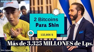 😭SHIN FUJIYAMA RECIBE 2 BITCOINS DEL PRESIDENTE NAYIB BUKELE EN SU PASO POR EL SALVADOR 😱 [upl. by Nylknarf]