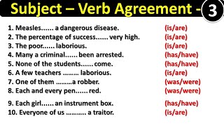 Subject  Verb Agreement Exercise  3 [upl. by Ellah]