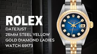 Rolex Datejust 26mm Steel Yellow Gold Diamond Ladies Watch 69173  SwissWatchExpo [upl. by Wicks618]