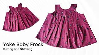 Yoke baby frock cutting and stitching  yoke baby frock [upl. by Eanej]