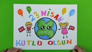 Kolay 23 Nisan Resmi Çizimi Kolay Çizimler 23 Nisan Resmi Nasıl Çizilir Sevimli Resim Çizimleri [upl. by Mercy]