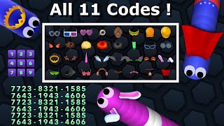 NEW 11 CODES Slitherio  2021 ALL CODES Slitherio CROWN  WINGS  BUNNY EARS 32 Cosmetics  AI [upl. by Krilov]