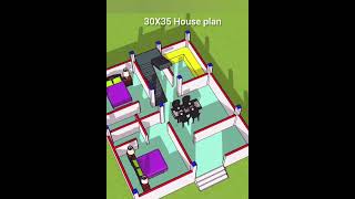 30X35 House plan construction building 2delevation homedesign 2bhkhousedesign 3dhomeplan [upl. by Matthia]