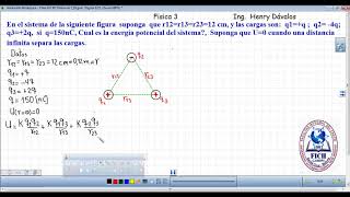 Ejercicio fisica Energia potencial 3 cargas puntuales [upl. by Adnowat]