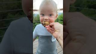 Eating air fried chicken outdoors tastes better 🤤… funny cute baby [upl. by Chaffinch224]