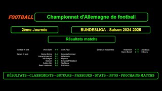 BUNDESLIGA  2ème journée 20242025  Résultats  Classements  Buteurs  Passeurs  Stats  Infos [upl. by Northington]