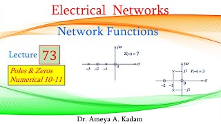 Lecture 73 Network Functions Poles and Zeros Numerical 1011 [upl. by Aohk]