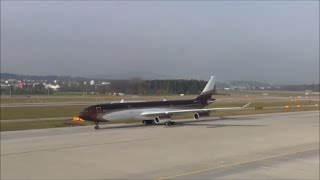 Wonderful livery Klaret Aviation Alischer Burchanowitsch Usmanow Airbus A340 taxiing at ZRH [upl. by Hett]