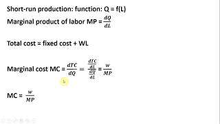 How to Derive Marginal Cost MC  WageMP from Production Function [upl. by Gianna792]