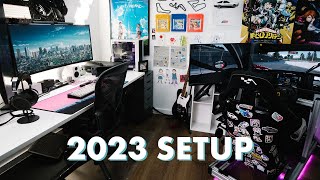 My 2023 Dream Office amp Gaming Setup Tour  Desk  Sim Racing [upl. by Todhunter]