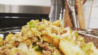 Thanksgiving Sausage Stuffing  Sausage Dressing Holiday Dinner Side [upl. by Roice490]