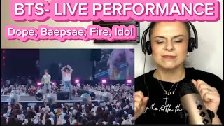 First time reacting to BTS Live Performance of Dope Baepsae Fire amp Idol BTS HYBELABELS [upl. by Kennet]