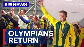 Australian Olympians return home to heroes welcome  9 News Australia [upl. by Sher317]