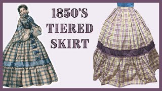 Making an 1850s Tiered Silk Skirt  bonus chicken content [upl. by Lentha]