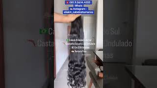 Cabelo Humano Brasileiro do Sul Castanho Escuro 80 Cm Liso Ondulado Textura Fina [upl. by Auqinihs]