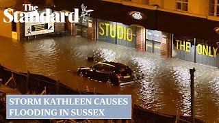 UK weather Storm Kathleen causes flooding with emergency service launching rescue operations [upl. by Nibla]