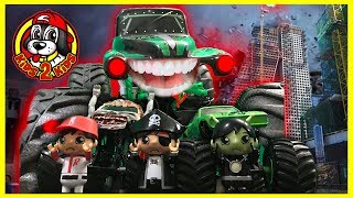 Monster Jam Toys  MEGA Grave Digger THE BIG PRANKSTER ft Gas Monkey Zombie amp Ryans World Toys [upl. by Seuqcaj522]