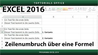 Zeilenumbruch über eine Formel hinzufügen Excel 2016 [upl. by Currey221]