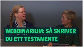 Webinar Så skriver du ett testamente [upl. by Yerfdog420]