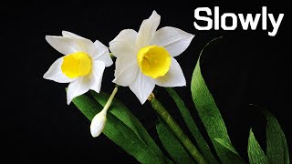 ABC TV  How To Make Daffodils Flower From Crepe Paper 2 Slowly  Craft Tutorial [upl. by Ayit225]