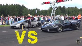 DRAG RACE Porsche 918 Spyder VS Lamborghini Huracan [upl. by Ednargel]