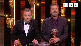 Lee Mack and Chris McCausland make the funniest presenting duo 😂  The BAFTAS 2022  BBC [upl. by Eshman744]