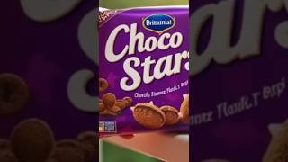 packet of Britannia Pure Magic Choco Stars which are described as quotchunky chocolate topped cookies [upl. by Noirad]