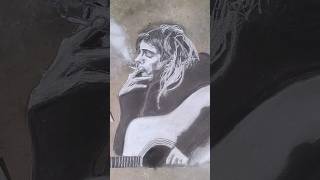 Kurt Cobain chalk art time lapse  In Bloom Tribute chalkart nirvana lyrics chalk [upl. by Molton866]